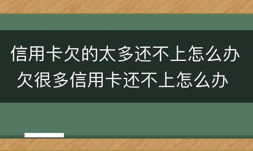 信用卡欠的太多还不上怎么办 欠很多信用卡还不上怎么办
