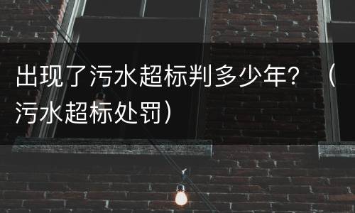 出现了污水超标判多少年？（污水超标处罚）