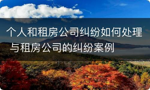 个人和租房公司纠纷如何处理 与租房公司的纠纷案例