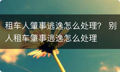 租车人肇事逃逸怎么处理？ 别人租车肇事逃逸怎么处理