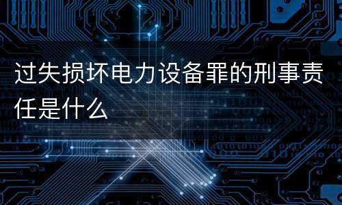 过失损坏电力设备罪的刑事责任是什么