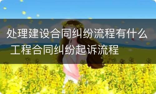 处理建设合同纠纷流程有什么 工程合同纠纷起诉流程