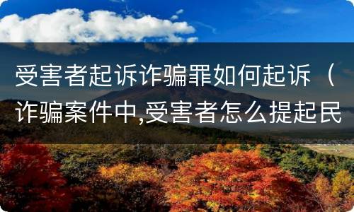 受害者起诉诈骗罪如何起诉（诈骗案件中,受害者怎么提起民事诉讼?）
