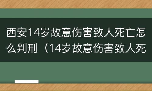 西安14岁故意伤害致人死亡怎么判刑（14岁故意伤害致人死亡 判决）