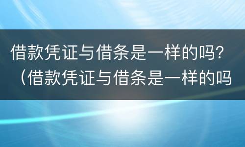 借款凭证与借条是一样的吗？（借款凭证与借条是一样的吗）