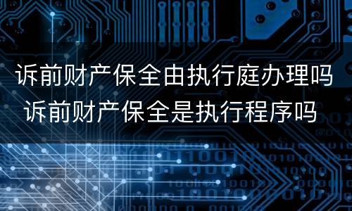 诉前财产保全由执行庭办理吗 诉前财产保全是执行程序吗