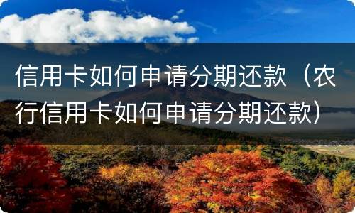 信用卡如何申请分期还款（农行信用卡如何申请分期还款）