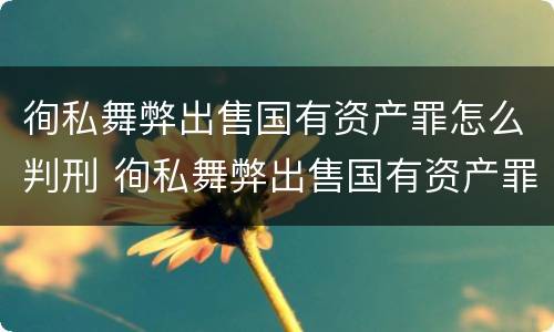 徇私舞弊出售国有资产罪怎么判刑 徇私舞弊出售国有资产罪怎么判刑的