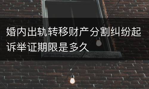 婚内出轨转移财产分割纠纷起诉举证期限是多久
