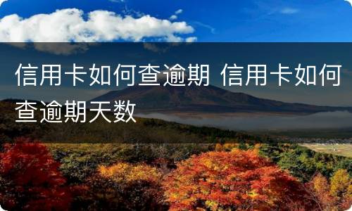 信用卡如何查逾期 信用卡如何查逾期天数