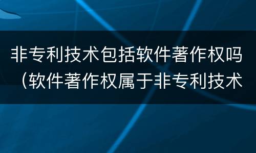 非专利技术包括软件著作权吗（软件著作权属于非专利技术吗）