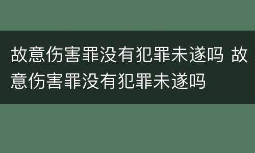 故意伤害罪没有犯罪未遂吗 故意伤害罪没有犯罪未遂吗