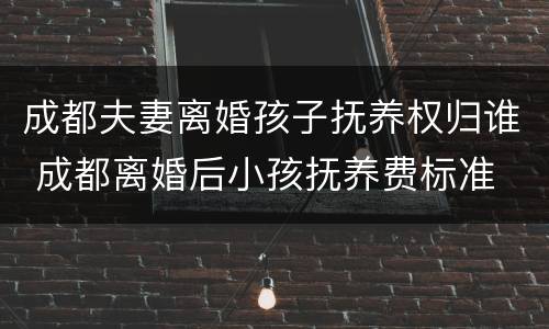 成都夫妻离婚孩子抚养权归谁 成都离婚后小孩抚养费标准