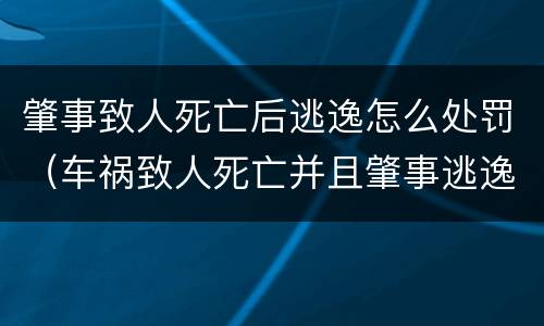 肇事致人死亡后逃逸怎么处罚（车祸致人死亡并且肇事逃逸）