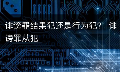 诽谤罪结果犯还是行为犯？ 诽谤罪从犯