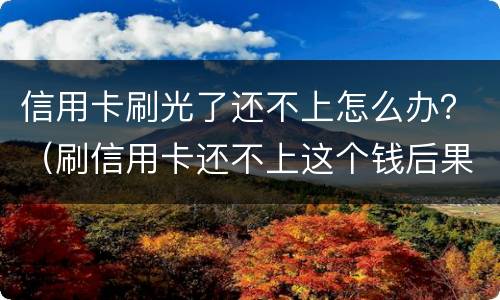 信用卡刷光了还不上怎么办？（刷信用卡还不上这个钱后果什么怎样）
