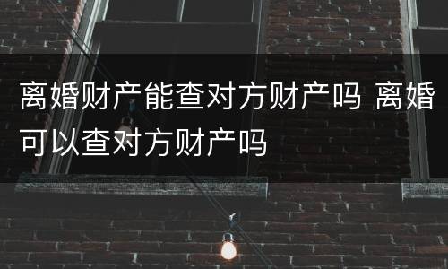 离婚财产能查对方财产吗 离婚可以查对方财产吗