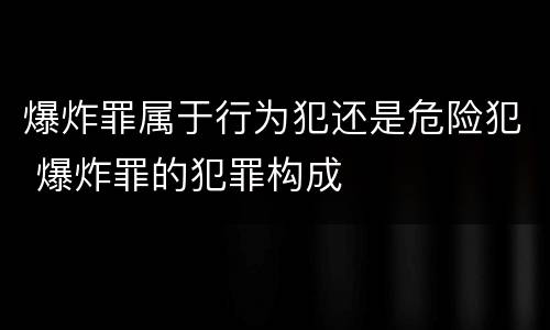 爆炸罪属于行为犯还是危险犯 爆炸罪的犯罪构成