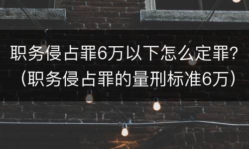 职务侵占罪6万以下怎么定罪？（职务侵占罪的量刑标准6万）