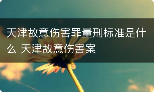 天津故意伤害罪量刑标准是什么 天津故意伤害案