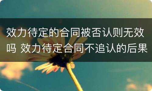 效力待定的合同被否认则无效吗 效力待定合同不追认的后果