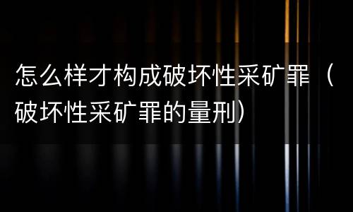 怎么样才构成破坏性采矿罪（破坏性采矿罪的量刑）