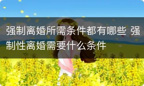 强制离婚所需条件都有哪些 强制性离婚需要什么条件