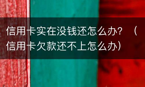 信用卡实在没钱还怎么办？（信用卡欠款还不上怎么办）
