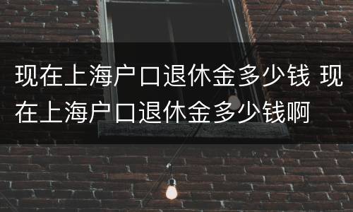 现在上海户口退休金多少钱 现在上海户口退休金多少钱啊
