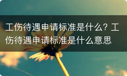 工伤待遇申请标准是什么? 工伤待遇申请标准是什么意思