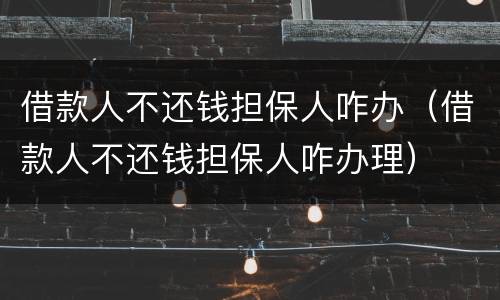 借款人不还钱担保人咋办（借款人不还钱担保人咋办理）