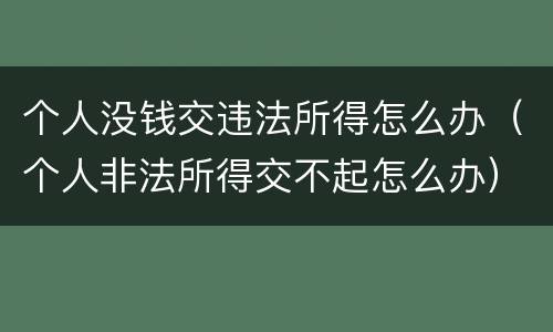 个人没钱交违法所得怎么办（个人非法所得交不起怎么办）
