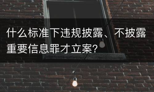 什么标准下违规披露、不披露重要信息罪才立案？