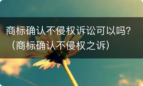 商标确认不侵权诉讼可以吗？（商标确认不侵权之诉）