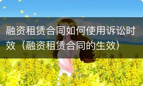 融资租赁合同如何使用诉讼时效（融资租赁合同的生效）