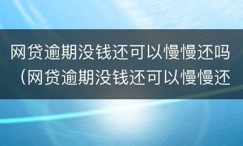 网贷逾期没钱还可以慢慢还吗（网贷逾期没钱还可以慢慢还吗贴吧）