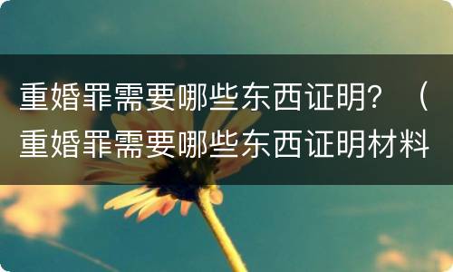 重婚罪需要哪些东西证明？（重婚罪需要哪些东西证明材料）