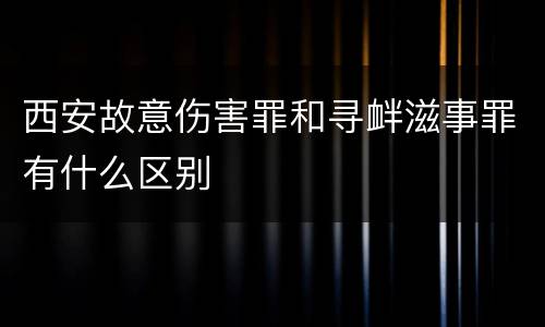 西安故意伤害罪和寻衅滋事罪有什么区别