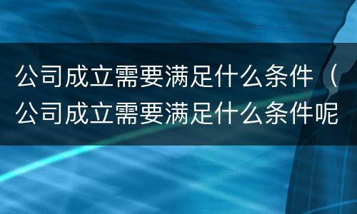 公司成立需要满足什么条件（公司成立需要满足什么条件呢）