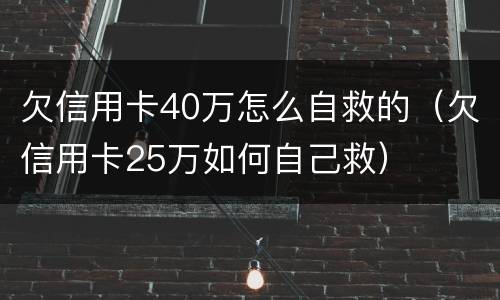 欠信用卡40万怎么自救的（欠信用卡25万如何自己救）