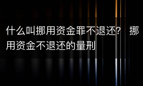 什么叫挪用资金罪不退还？ 挪用资金不退还的量刑