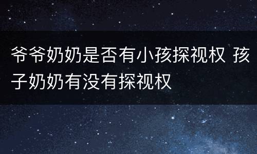 爷爷奶奶是否有小孩探视权 孩子奶奶有没有探视权