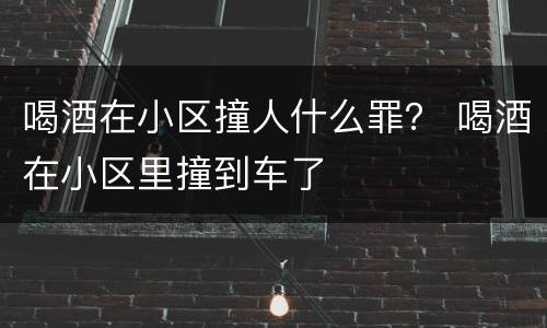 喝酒在小区撞人什么罪？ 喝酒在小区里撞到车了