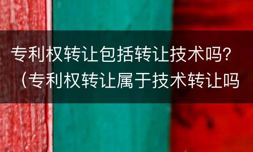 专利权转让包括转让技术吗？（专利权转让属于技术转让吗）