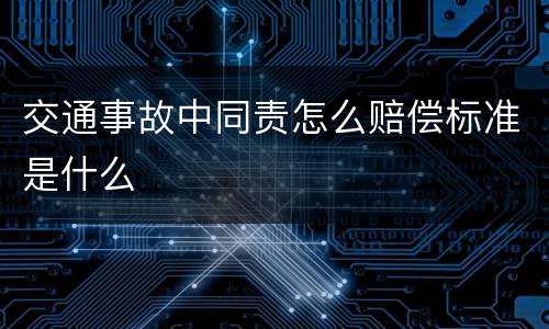 交通事故中同责怎么赔偿标准是什么