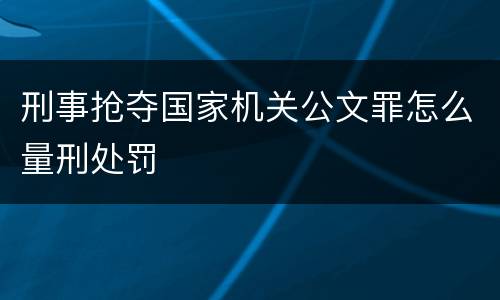刑事抢夺国家机关公文罪怎么量刑处罚