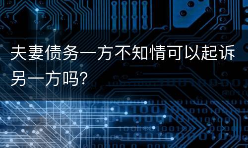 夫妻债务一方不知情可以起诉另一方吗？