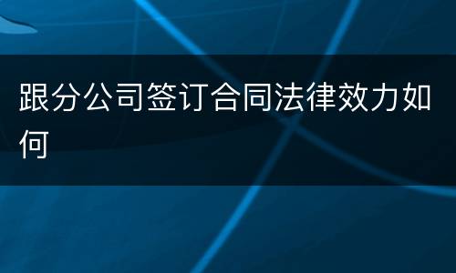 跟分公司签订合同法律效力如何
