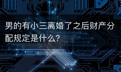 男的有小三离婚了之后财产分配规定是什么？