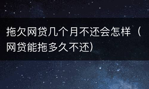 拖欠网贷几个月不还会怎样（网贷能拖多久不还）